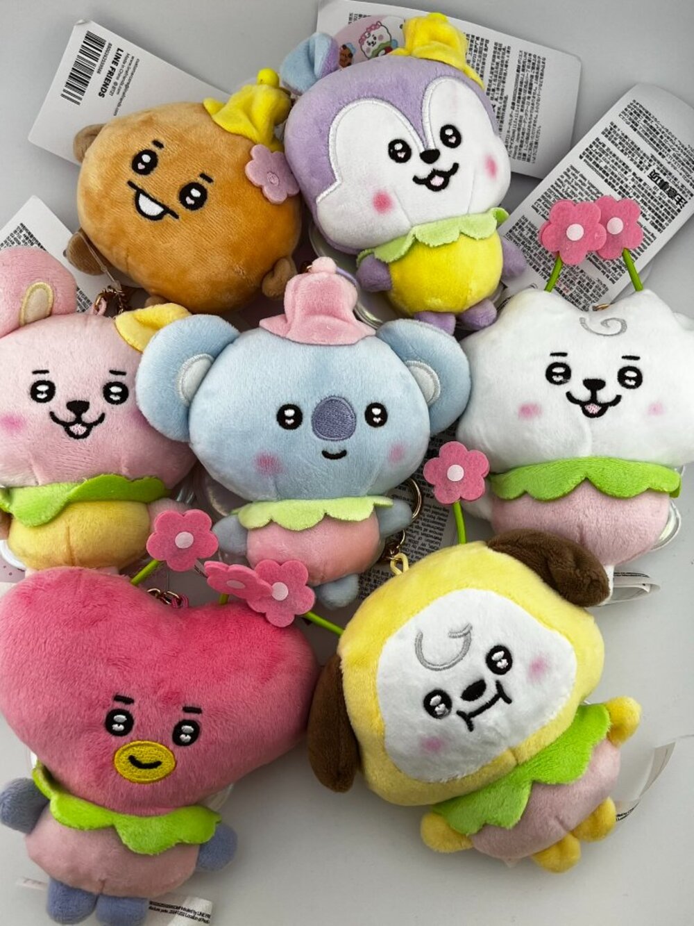BT21 Plush Keychain Set of 7 All Characters Bag Charm Keyring BTS Kpop NEW
